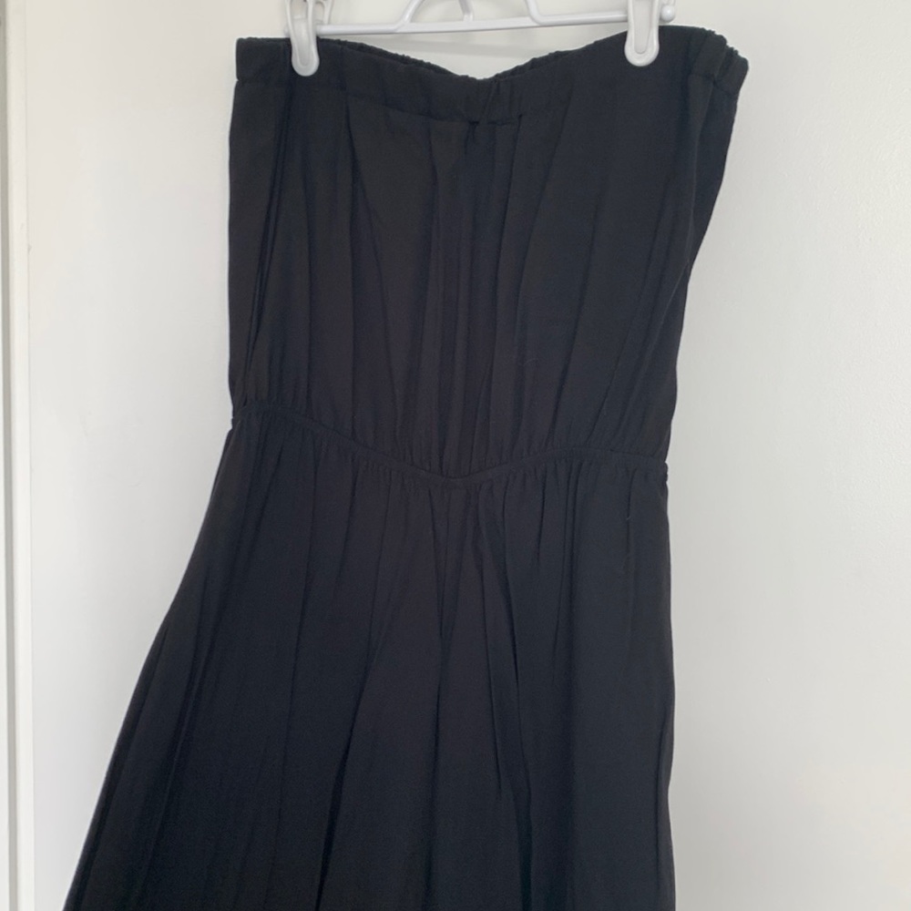 Wide legged strapless jumpsuit